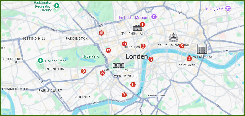 kaart van buurten in Londen