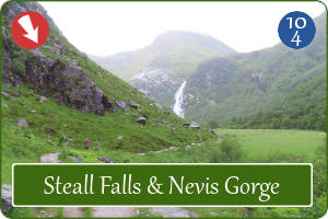 Wandelpad naar de Steall Waterfall in Schotland
