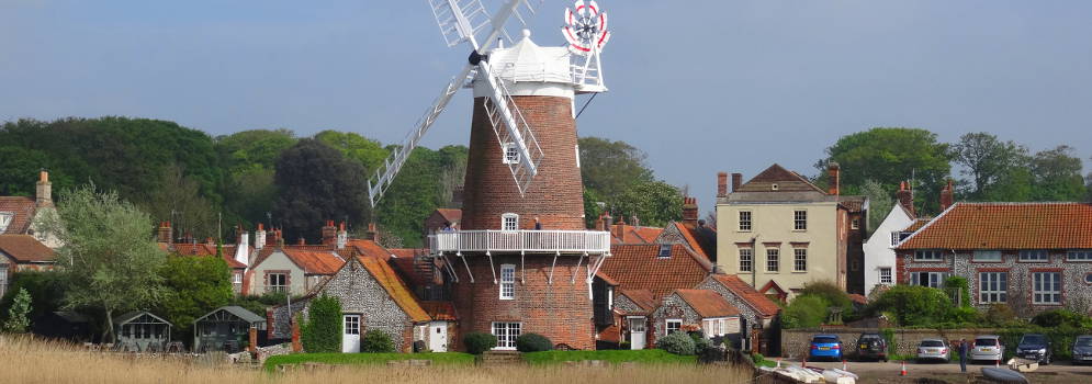 Het dorp Cley-next-the-Sea in Norfolk, Engeland