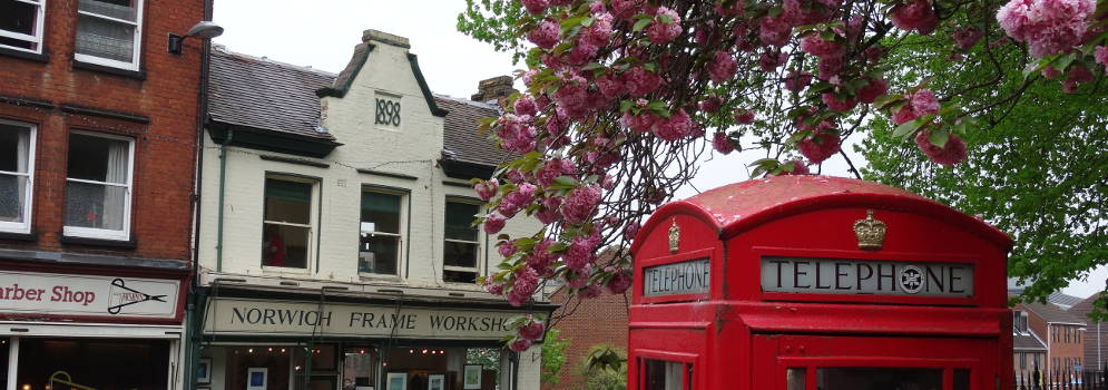 Winkelstraaat in Norwich in Engeland