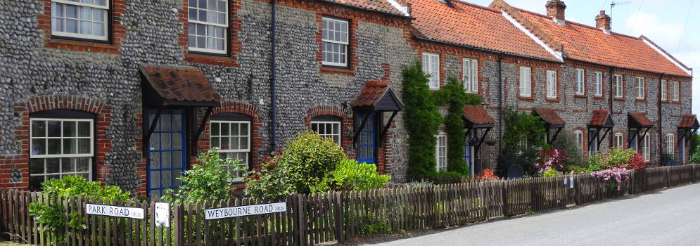 Het dorpje Sheringham in Norfolk, Engeland