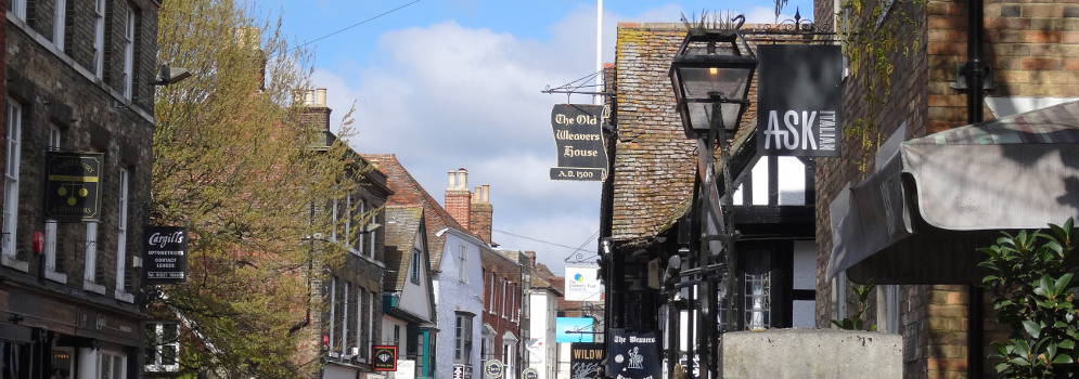 Het stadje Canterbury in Kent, Engeland
