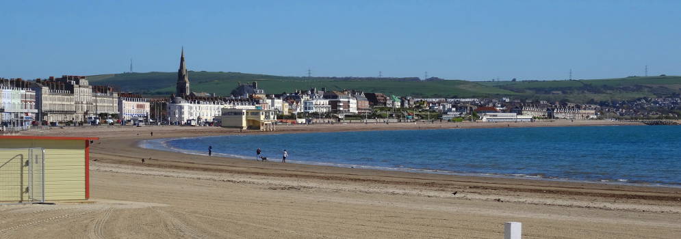 Strand van Weymouth in Dorset, Engeland