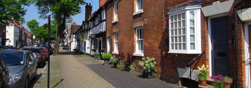Straatje in Warwick, Engeland