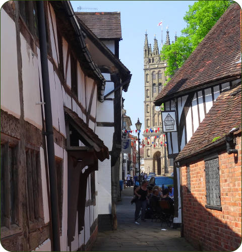 Het historische stadje Warwick in Engeland