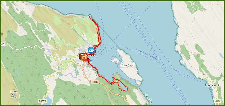 kaart van rondje Tobermory