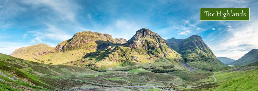 Vallei in de Western Highlands, Schotland