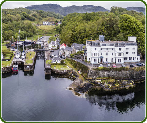 Het kustdorp Crinan in Argyll and Bute, Schotland