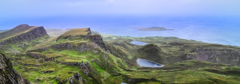 De heuvel Quiraing op het eiland Skye in Schotland